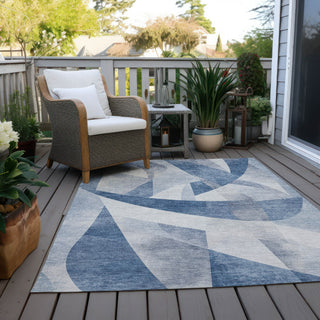 Piper Looms Chantille Swirls ACN1836 Denim Machine Washable Area Rug Outdoor Lifestyle Image Feature