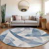 Piper Looms Chantille Swirls ACN1836 Denim Machine Washable Area Rug Round Lifestyle Image Feature