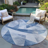 Piper Looms Chantille Swirls ACN1836 Denim Machine Washable Area Rug Round Outdoor Lifestyle Image Feature