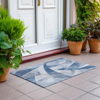 Piper Looms Chantille Swirls ACN1836 Denim Machine Washable Area Rug Scatter Outdoor Lifestyle Image Feature