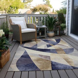 Piper Looms Chantille Swirls ACN1836 Navy Machine Washable Area Rug Outdoor Lifestyle Image Feature