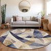 Piper Looms Chantille Swirls ACN1836 Navy Machine Washable Area Rug Round Lifestyle Image Feature