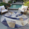 Piper Looms Chantille Swirls ACN1836 Navy Machine Washable Area Rug Round Outdoor Lifestyle Image Feature