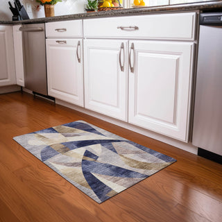 Piper Looms Chantille Swirls ACN1836 Navy Machine Washable Area Rug Scatter Lifestyle Image Feature