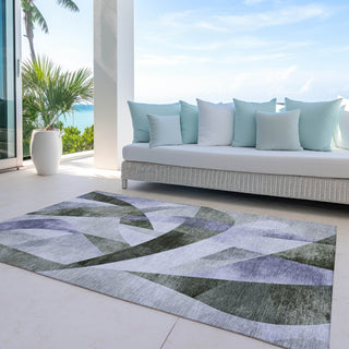Piper Looms Chantille Swirls ACN1836 Olive Machine Washable Area Rug Outdoor Lifestyle Image Feature