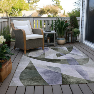 Piper Looms Chantille Swirls ACN1836 Olive Machine Washable Area Rug Outdoor Lifestyle Image Feature