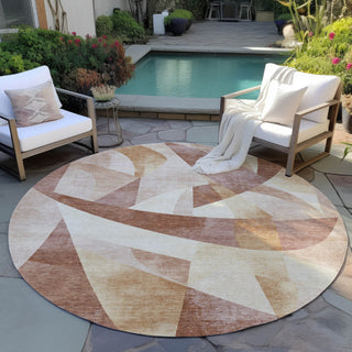Piper Looms Chantille Swirls ACN1836 Paprika Machine Washable Area Rug Round Outdoor Lifestyle Image Feature