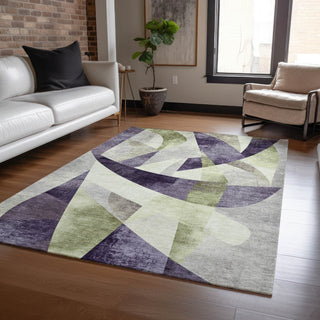 Piper Looms Chantille Swirls ACN1836 Purple Machine Washable Area Rug Lifestyle Image Feature
