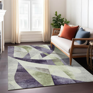 Piper Looms Chantille Swirls ACN1836 Purple Machine Washable Area Rug Lifestyle Image Feature