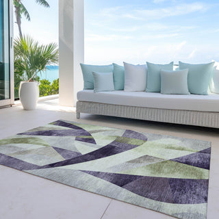 Piper Looms Chantille Swirls ACN1836 Purple Machine Washable Area Rug Outdoor Lifestyle Image Feature