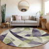 Piper Looms Chantille Swirls ACN1836 Purple Machine Washable Area Rug Round Lifestyle Image Feature
