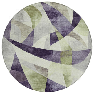 Piper Looms Chantille Swirls ACN1836 Purple Machine Washable Area Rug Round Main Image