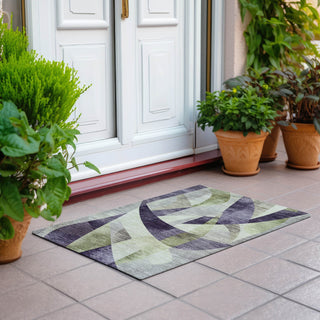 Piper Looms Chantille Swirls ACN1836 Purple Machine Washable Area Rug Scatter Outdoor Lifestyle Image Feature