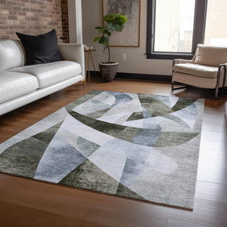 Piper Looms Chantille Swirls ACN1836 Taupe Machine Washable Area Rug Lifestyle Image Feature