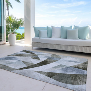 Piper Looms Chantille Swirls ACN1836 Taupe Machine Washable Area Rug Outdoor Lifestyle Image Feature