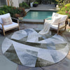 Piper Looms Chantille Swirls ACN1836 Taupe Machine Washable Area Rug Round Outdoor Lifestyle Image Feature