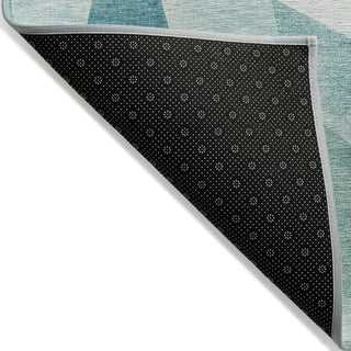 Piper Looms Chantille Swirls ACN1836 Teal Machine Washable Area Rug Backing Image