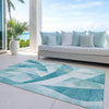 Piper Looms Chantille Swirls ACN1836 Teal Machine Washable Area Rug Outdoor Lifestyle Image Feature