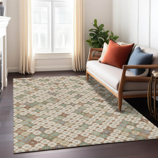 Piper Looms Chantille Geometric ACN1837 Beige Machine Washable Area Rug Lifestyle Image Feature