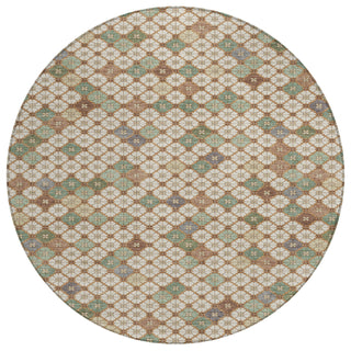Piper Looms Chantille Geometric ACN1837 Beige Machine Washable Area Rug Round Main Image