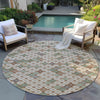 Piper Looms Chantille Geometric ACN1837 Beige Machine Washable Area Rug Round Outdoor Lifestyle Image Feature