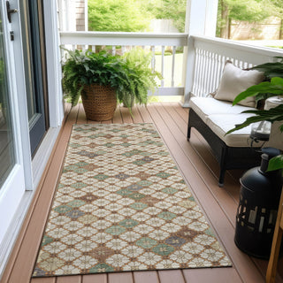 Piper Looms Chantille Geometric ACN1837 Beige Machine Washable Area Rug Runner Outdoor Lifestyle Image Feature