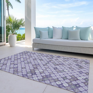 Piper Looms Chantille Geometric ACN1837 Lavender Machine Washable Area Rug Outdoor Lifestyle Image Feature