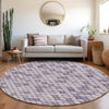 Piper Looms Chantille Geometric ACN1837 Lavender Machine Washable Area Rug Round Lifestyle Image Feature