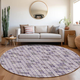 Piper Looms Chantille Geometric ACN1837 Lavender Machine Washable Area Rug Round Lifestyle Image Feature
