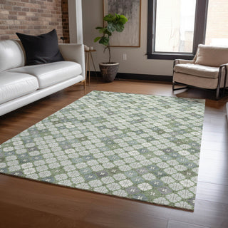 Piper Looms Chantille Geometric ACN1837 Mint Machine Washable Area Rug Lifestyle Image Feature