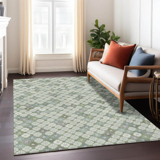 Piper Looms Chantille Geometric ACN1837 Mint Machine Washable Area Rug Lifestyle Image Feature