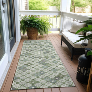 Piper Looms Chantille Geometric ACN1837 Mint Machine Washable Area Rug Runner Outdoor Lifestyle Image Feature