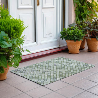 Piper Looms Chantille Geometric ACN1837 Mint Machine Washable Area Rug Scatter Outdoor Lifestyle Image Feature