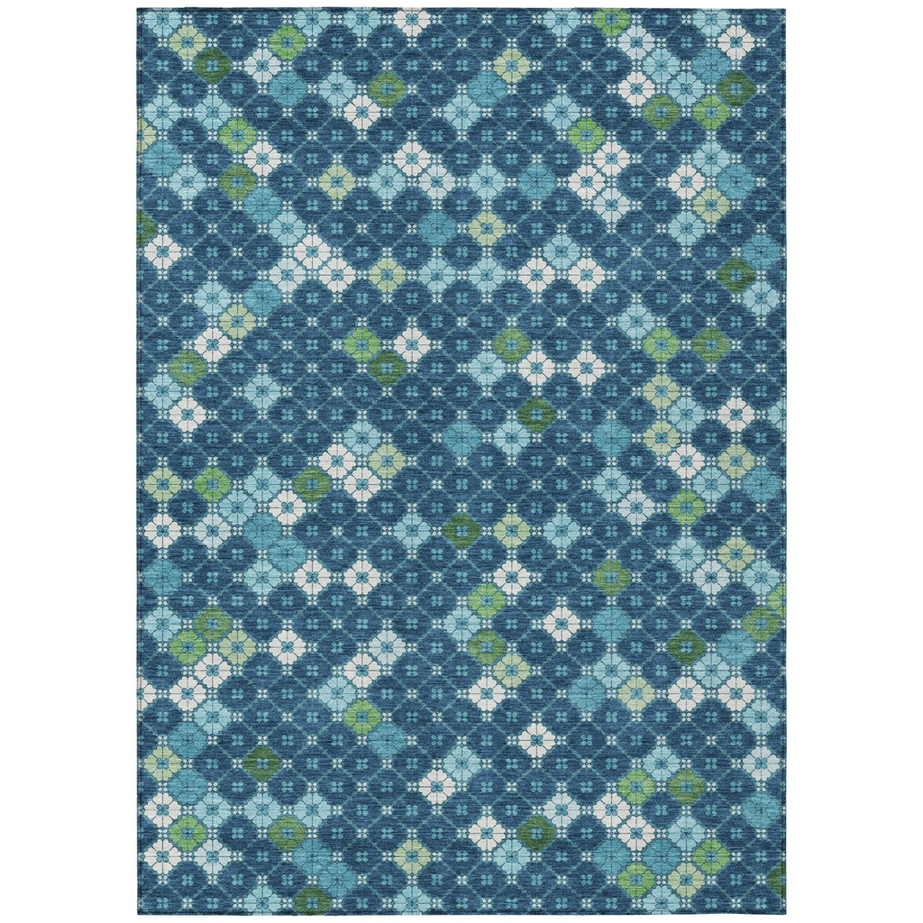 Piper Looms Chantille Geometric ACN1837 Navy Machine Washable Area Rug main image