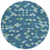 Piper Looms Chantille Geometric ACN1837 Navy Machine Washable Area Rug Round Main Image