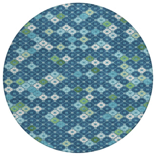 Piper Looms Chantille Geometric ACN1837 Navy Machine Washable Area Rug Round Main Image