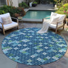 Piper Looms Chantille Geometric ACN1837 Navy Machine Washable Area Rug Round Outdoor Lifestyle Image Feature