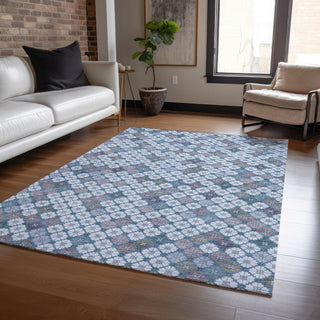 Piper Looms Chantille Geometric ACN1837 Sky Machine Washable Area Rug Lifestyle Image Feature