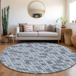 Piper Looms Chantille Geometric ACN1837 Sky Machine Washable Area Rug Round Lifestyle Image Feature