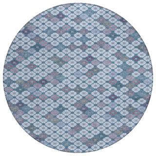 Piper Looms Chantille Geometric ACN1837 Sky Machine Washable Area Rug Round Main Image