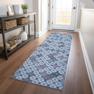 Piper Looms Chantille Geometric ACN1837 Sky Machine Washable Area Rug Runner Lifestyle Image Feature