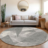 Piper Looms Chantille Modern ACN1838 Gray Machine Washable Area Rug Round Lifestyle Image Feature