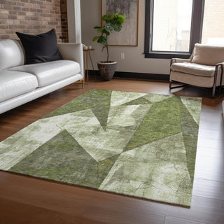 Piper Looms Chantille Modern ACN1838 Green Machine Washable Area Rug Lifestyle Image Feature