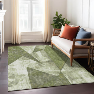 Piper Looms Chantille Modern ACN1838 Green Machine Washable Area Rug Lifestyle Image Feature