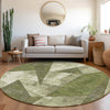 Piper Looms Chantille Modern ACN1838 Green Machine Washable Area Rug Round Lifestyle Image Feature