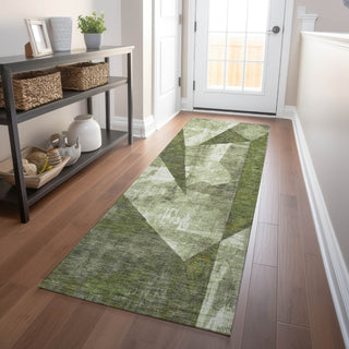 Piper Looms Chantille Modern ACN1838 Green Machine Washable Area Rug Runner Lifestyle Image Feature