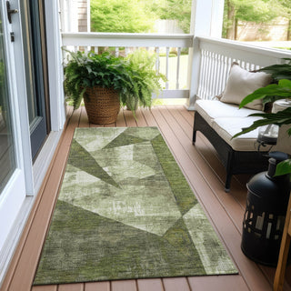 Piper Looms Chantille Modern ACN1838 Green Machine Washable Area Rug Runner Outdoor Lifestyle Image Feature