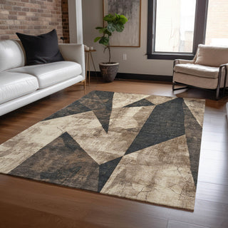 Piper Looms Chantille Modern ACN1838 Mocha Machine Washable Area Rug Lifestyle Image Feature