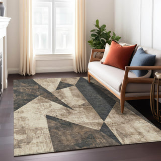 Piper Looms Chantille Modern ACN1838 Mocha Machine Washable Area Rug Lifestyle Image Feature