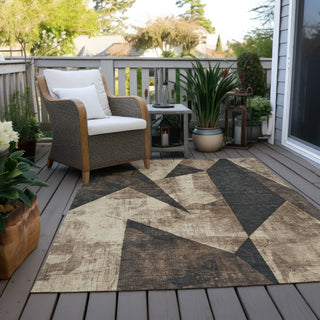 Piper Looms Chantille Modern ACN1838 Mocha Machine Washable Area Rug Outdoor Lifestyle Image Feature